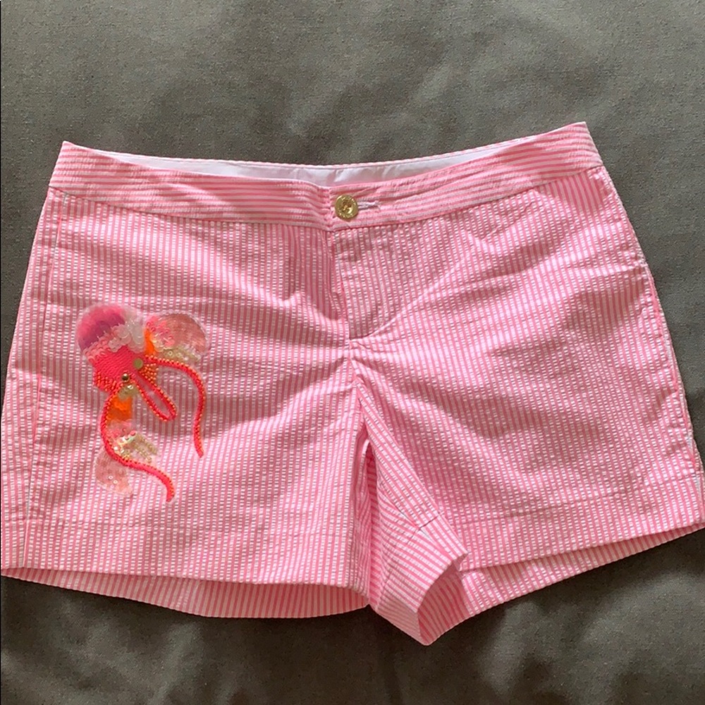 Lily Pulitzer Embroidered Seersucker Shorts